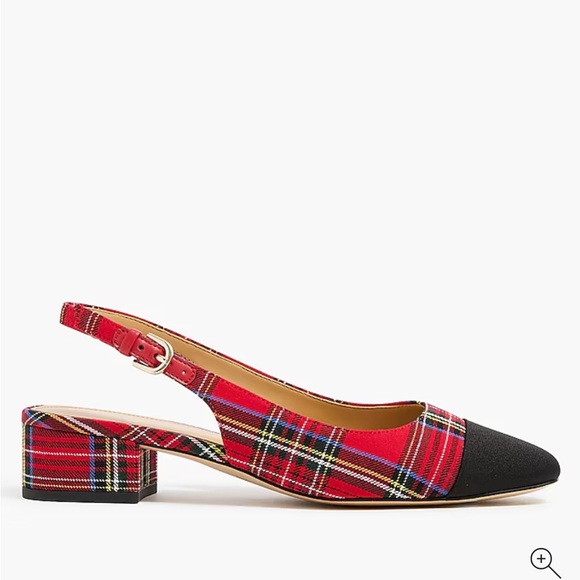 J Crew Tartan Plaid Sling-backs with Black Cap Toe- Sz 8.5 - Picture 4 of 6